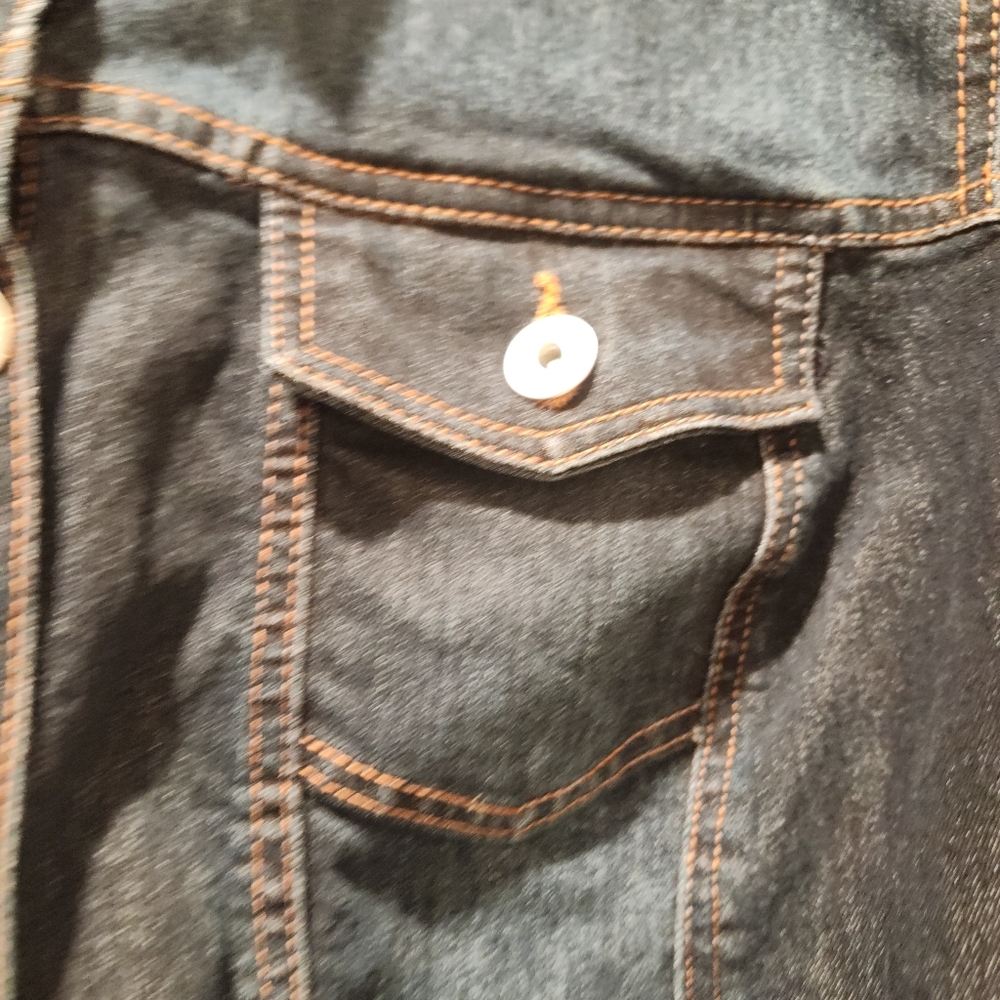 New Look Dark Wash Distressed Denim Jacket 3X Y2K Grunge Oversized Streetwear - Picture 4 of 10